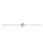Small Clover Evil Eye Diamond Chain Bracelet