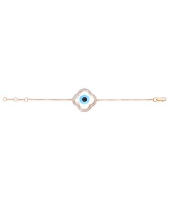 Large Clover Evil Eye Diamond Chain Bracelet 1