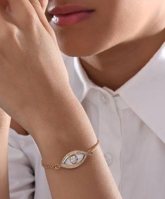 Medium Marquise Evil Eye Diamond inlay Chain Bracelet 2