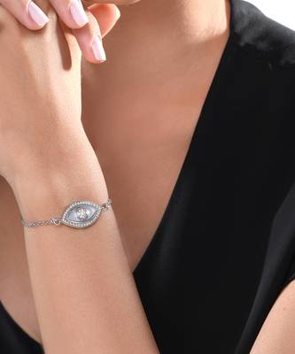Medium Marquise Evil Eye Diamond Inlay Chain Bracelet 2