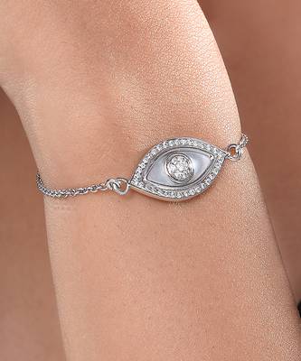Medium Marquise Evil Eye Diamond Inlay Chain Bracelet 3