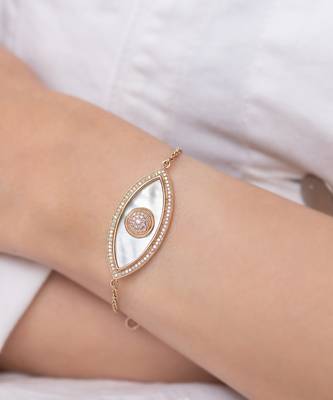 Large Marquise Evil Eye Diamond inlay Chain Bracelet 2