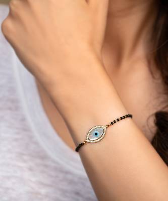 Small Marquise Evil Eye Diamond Nazar Bead Bracelet 2