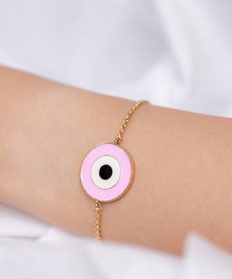Large Enamel Evil Eye Chain Bracelet 1
