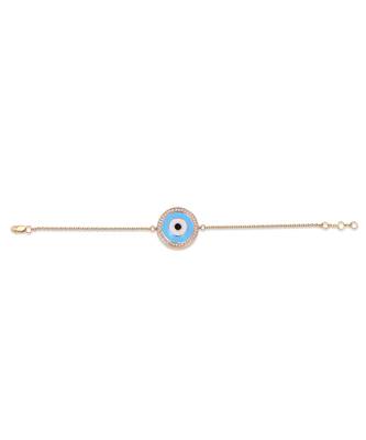 Small Enamel Evil Eye Diamond Chain Bracelet 2