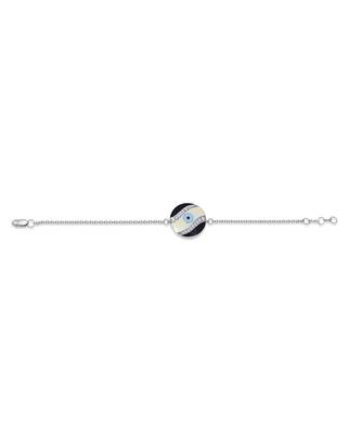 Black & White Enamel Evil Eye Diamond Chain Bracelet 2