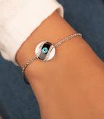 Black & White Enamel Evil Eye Diamond Chain Bracelet