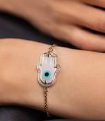 Large Hamsa Hand Evil Eye Diamond Chain Bracelet
