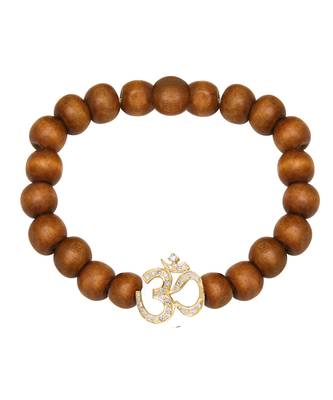 Om Wooden Bead Diamond Bracelet 2