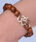 Om Wooden Bead Diamond Bracelet