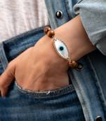 Marquise Wooden Bead and Diamond Bracelet
