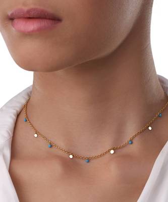 Gold Collar Turquoise Chain Necklace 1