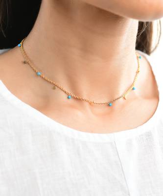 Gold Collar Turquoise Chain Necklace 2