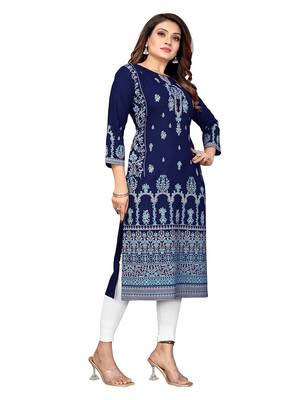MClothing Women's Printed Ladli Foil Print Kurti Viscose Rayon Fabric Woven Beautiful Stitched Design Garments Piece 9