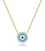 Enamel Evil Eye Diamond Chain Pendant