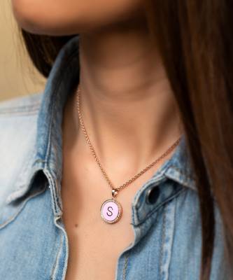Personalised Enamel Initial Diamond Chain Pendant 2