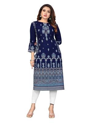 MClothing Women's Printed Ladli Foil Print Kurti Viscose Rayon Fabric Woven Beautiful Stitched Design Garments Piece 10