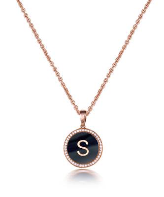 Personalised Enamel Initial Diamond Chain Pendant 1