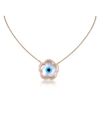 Flower Evil Eye Diamond Chain Pendant 1