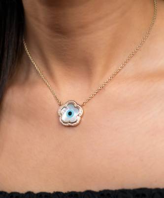 Flower Evil Eye Diamond Chain Pendant 2