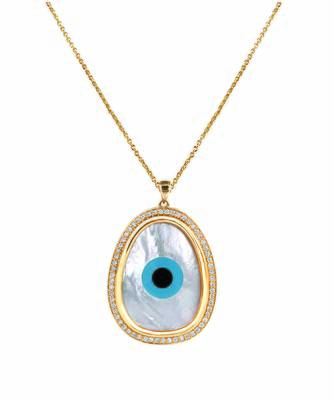 Oblong Evil Eye Diamond Chain Pendant 1
