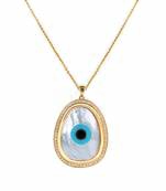 Oblong Evil Eye Diamond Chain Pendant