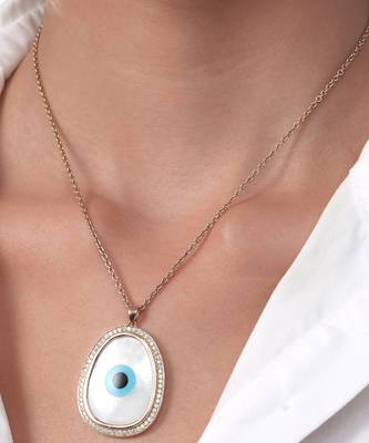 Oblong Evil Eye Diamond Chain Pendant 2