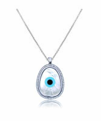 Oblong Evil Eye Diamond Chain Pendant 1
