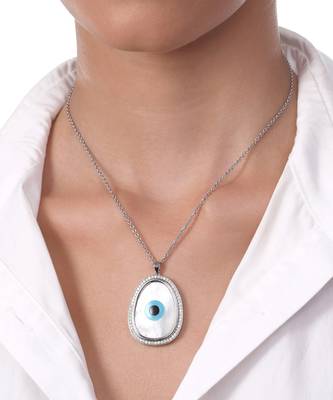 Oblong Evil Eye Diamond Chain Pendant 2