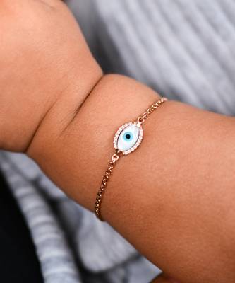 Baby Marquise Evil Eye Diamond Chain Bracelet 1