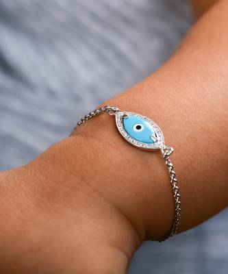 Baby Marquise Turquoise Eye Diamond Chain Bracelet 1