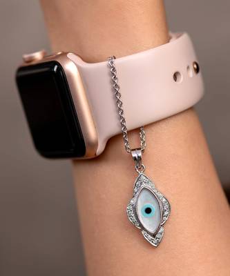 Small Marquise Evil Eye Diamond Chain Watch Charm 2