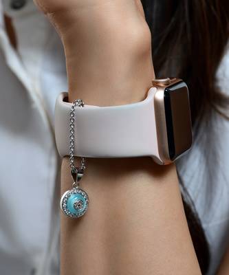 Blue Onyx Donut Diamond Chain Watch Charm 2