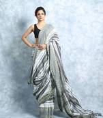 Black And White Pure Cotton Weaved Saree With Blouse
