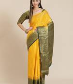Yellow woven cotton silk saree with blouse