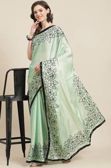 Green embroidered georgette saree with blouse