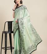 Green embroidered georgette saree with blouse