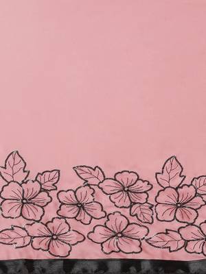 Pink embroidered georgette saree with blouse 4