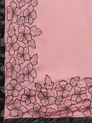 Pink embroidered georgette saree with blouse 5