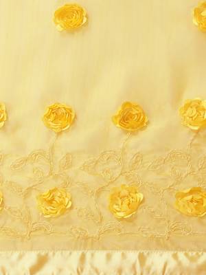 Yellow embroidered silk saree with blouse 5