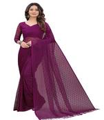 Wine brasso net saree with blouse