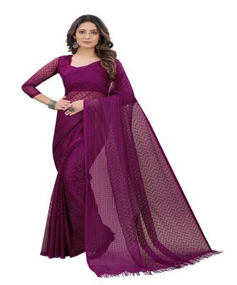 Wine brasso brasso saree with blouse 1