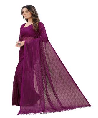 Wine brasso brasso saree with blouse 2