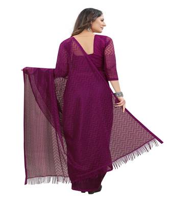Wine brasso brasso saree with blouse 4
