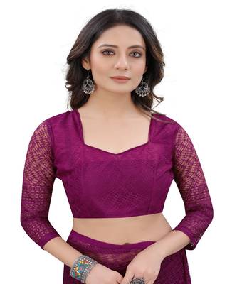 Wine brasso brasso saree with blouse 5