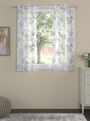 ROSARA HOME Floral Pack of 2 Sheer Window Curtains -5 Feet,Lavender 1