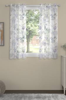 ROSARA HOME Floral Pack of 2 Sheer Window Curtains -5 Feet,Lavender