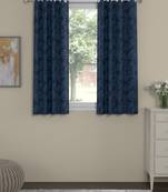 ROSARA HOME Jacquard Pack of 2 Regular Window Curtains -5 Feet,Dark Blue
