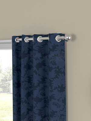 ROSARA HOME Jacquard Pack of 2 Regular Window Curtains -5 Feet,Dark Blue 2