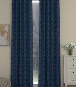 ROSARA HOME Jacquard Pack of 2 Regular Long Door Curtains -9 Feet,Dark Blue
